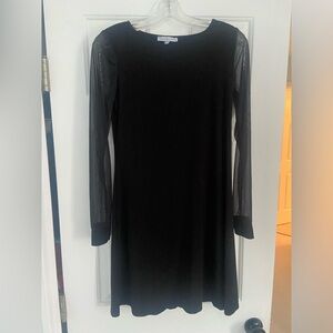 Annalee + Hope Black Dress with Sheer Long Sleeves